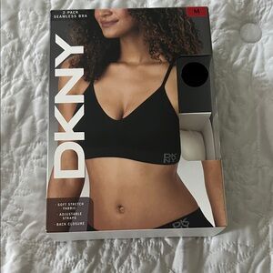 DKNY Black Seamless V-Neck Bralette - 2-Pack